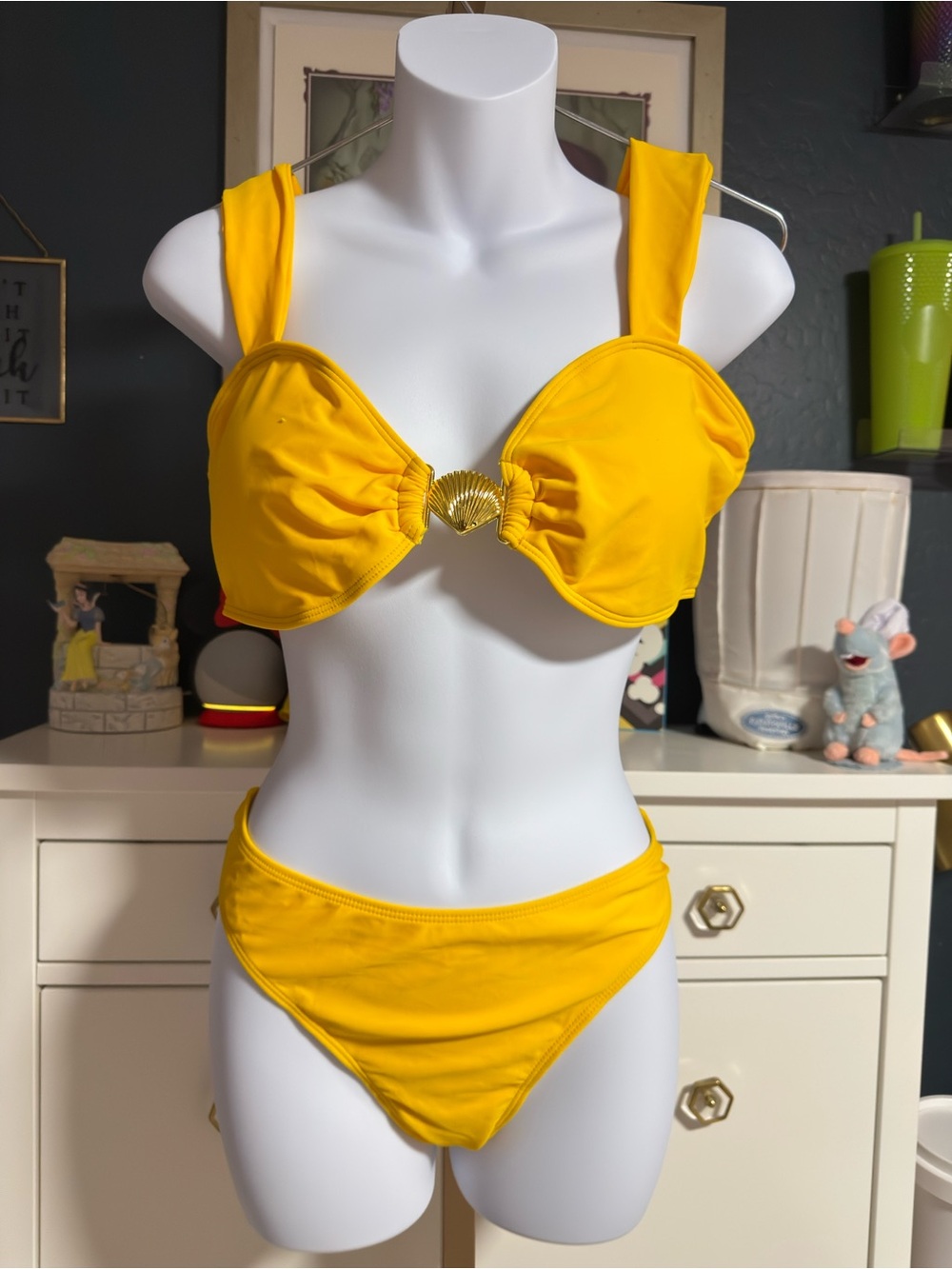 Cupshe Bright Yellow Shell Accent Bikini Set